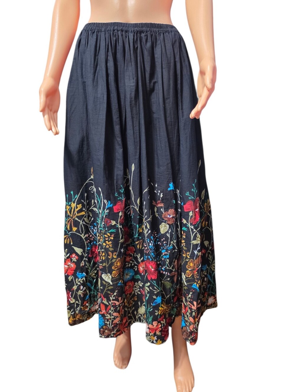 Club Z Collection Boho-chic Black Floral Flowy Cottagecore Maxi Dress Sz S
